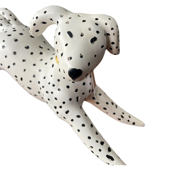 Spotted Dalmatian Puppy Figurine Playful Pose Black White Gold Collar Dog - Picture 2 of 7